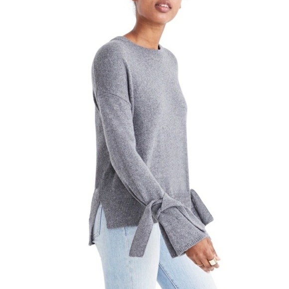 Madewell Grey Tie Cuff Pullover Sweater Size Small - Picture 2 of 8